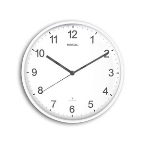 Maul Horloge Murale sprint 30 cm, Horloge Radiopilotée Élégante, Horloge Classique pour Le Bureau, l'Atelier et à la Maison, Bonne Lisibilité Également dans Les Grandes Pièces, Blanc