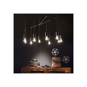 Millumine Grand Lustre Moderne noir 10 lampes Versatile r&eacute;glable en hauteur