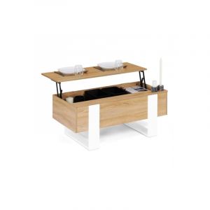 Idmarket Table basse plateau relevable phoenix bois et blanc - Multicolore