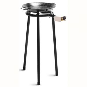Mini Set Paella Brûleur à Gaz 30cm + Poêle à Paella Émaillée 38cm + Support à 3 Pieds Noir - Noir - Briebe