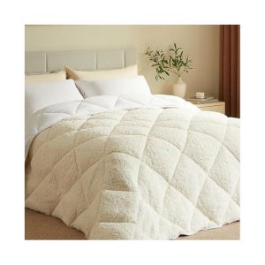 CASABEL Couette Sherpa 220x240 cm 450 gsm Polyester Réversible Face Sherpa Douillette ou Microfibre Fraîche Respirante Lavable