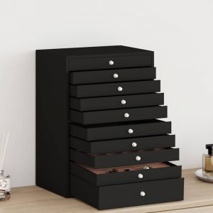 VidaXL Bo&icirc;te &agrave; bijoux 10 niveaux porte-montres noir 29x20,5x40,5 cm