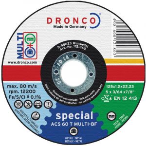 Dronco Disque à tronçonner pour métal, acier inoxydable et pierre ACS 60 T Multi BF 125 mm