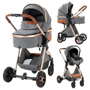 Poussette Magic Zc Poussette Bebe Pousette Trio 3 En 1 Avec Sac &Agrave; Main Jusqu'&agrave; 15kg 0-3ans Hamac R&eacute;versible Guidon R&eacute;versible Gris