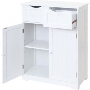 Image de Commode HWC B65, 2 tiroirs, 2 portes, 82x60x30cm, blanc