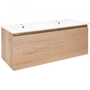Naturel Meuble de salle de bain avec vasque Naturel Savona 118x43x44,8 cm ch&ecirc;ne halifax mat (SAVONA120DH)