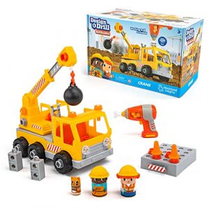 Learning Resources Grue Design & Drill Bolt Buddies, jouet &agrave; d&eacute;monter avec perceuse &eacute;lectrique, jouets STEM pr&eacute;scolaires, gar&ccedil;ons et filles, &agrave; partir de 3 ans, Jaune