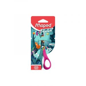 Maped Ciseaux pour enfants – Ciseaux Jungle fever – Ciseaux à bouts ronds – Lames 12 cm en acier inoxydable – Anneaux ergonomiques 3D