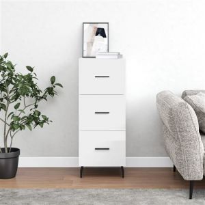 VidaXL Buffet, Armoire Latérale avec 3 Tiroirs, Commode avec Pieds, Meuble de Rangement Salle de Séjour, Moderne, Blanc Brillant Bois d'Ingénierie