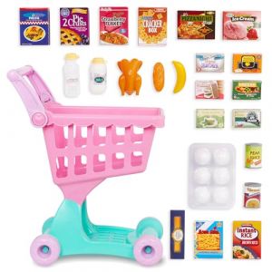 Battat Journ&eacute;e de shopping Chariot d'&eacute;picerie - Chariot de supermarch&eacute; et nourriture pour enfants - Aliments pour jouets - Jouet de cuisine pour tout-petits et enfants - Jouet d'&eacute;veil - 2 ans et +