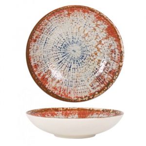 Visiodirect Lot de 12 assiettes LUNA rondes, plats de Service de Table creuses pour soupe p&acirc;tes dessert en Porcelaine multicolore - diam&egrave;tre 21 x Hauteur 4,5 cm -