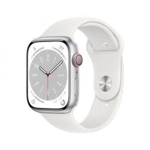 Image de Apple Montre connectée 45MM Acier Arg/Blanc Series 8 Cellular