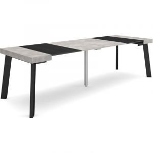 Table console extensible, Console meuble, 260, Pour 12 personnes, Pieds en bois, Style moderne, Ciment - Skraut Home