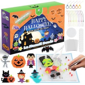 La Manuli Perles à Repasser Halloween Set 6000 pièces 5mm Fusible Perles Bricolage Enfant, avec Plaques de Perles à Repasser et Accessoires pour la Fabrication de Bijoux, Enfants DIY