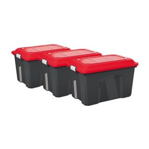 Image de Sundis Lot de 3 malles de rangement Locker noir/ rouge 60L