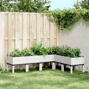 VidaXL Jardinière avec pieds blanc 160x120x42 cm PP