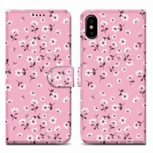 Coque pour Apple iPhone X / XS Design Pluie de Fleurs No. 6 Housse de protection &Eacute;tui avec fermeture magn&eacute;tique, fonction de support et compartiment pour carte