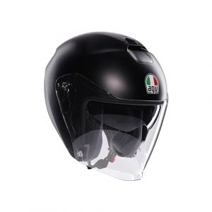 AGV IRIDES E2206, Casque Moto Jet, Open Face Unisex Helmet, Écran Anti-Rayures et Protection UV, Matt Black, XS