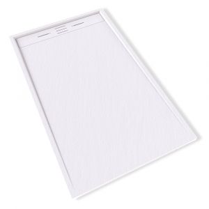 HIEMAL Receveur de douche 90 x 150 cm r&eacute;sine Blanc aspect ardoise + bonde incluse - Salle de bain