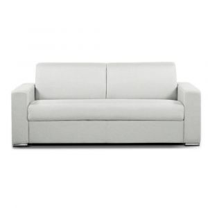 Image de Italian Spirit Canapé convertible 3-4 places SELECT matelas 15cm sommier lattes 160cm RENATONISI cuir vachette recyclé blanc cassé
