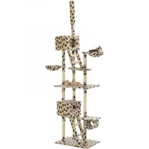 Image de VidaXL Arbre à chat avec griffoir en sisal 230-260cm Beige Motif patte