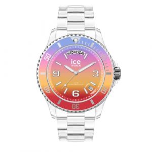 Ice Watch ICE-WATCH - Ice Clear Sunset energy - Montre Multicolore pour Femme avec Bracelet en Plastique Transparent - 021436 (Medium)