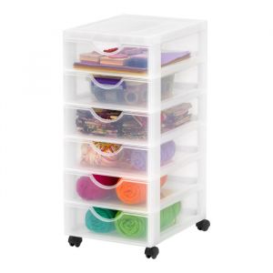 Iris Ohyama Tour de rangement Organisateur plastique 6 tiroirs 7 L - DDDC-360 - Blanc - L37.5 x P29 x H61.5 cm