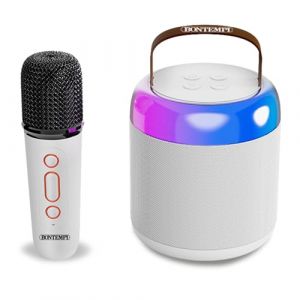 Bontempi | Enceinte Acoustique sans Fil avec Microphone sans Fil et Éclairage RGB, 13,5x8,4x8,4 cm