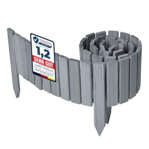 Garronda cl&ocirc;ture de Jardin en Bois Bordure Jardin Cloture Jardin Exterieur, Palissade Bordurette Longueur: 200 cm GD-0149 (Gris, Hauteur : 20 cm)