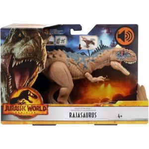 Mattel Dinosaure Brun Rajasaurus 34 cm Articule Et Sonore Jurassic World Dino Attaque Animaux Prehistorique