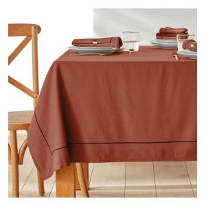 Nappe li oton lavé Métis Bourdon Rouge Couleur Rouge Taille 150 x 150 cm