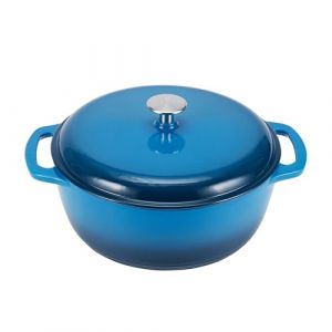 Basics Amazon Ronde Faitout en fonte émaillée, 6.9 l, Bleu