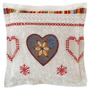 Taie d'oreiller flanelle C?UR DE FLOCON - rouge