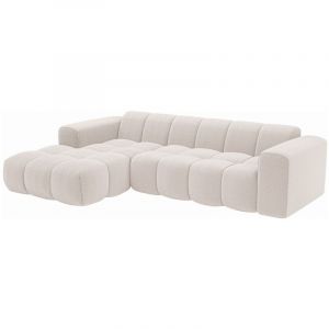 Canap&eacute; d'angle gauche en tissu chenille beige CALESO de Maison C&eacute;phy