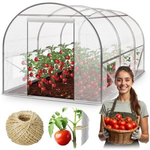 Plonos Serre Tunnel avec Cadre en Acier - avec Support pour Plantes - 2 x 3 x 2 m - 6 m&sup2; - Blanc