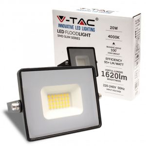 Image de V-TAC VT-4021 Projecteur led 20W smd blanc froid 6400K E-Series G2 ultra slim noir 1620lm IP65 - sku 215948 - Noir