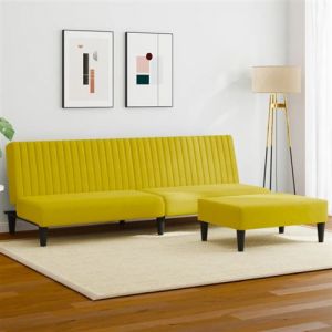 VidaXL Ensemble de canapés 2 pcs jaune velours