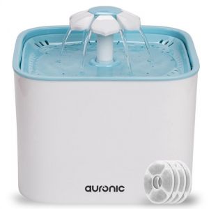 Image de Abreuvoir Auronic - Fontaine à eau pour chien et chat - 2L - Abreuvoir pour animaux - 4 filtres inclus - Blanc