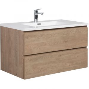 Meuble de salle de bain Angela 90 cm Badplaats Chêne Châtaig