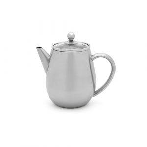 Bredemeijer Th&eacute;i&egrave;re &agrave; double paroi 0,5 l &ndash; Petite th&eacute;i&egrave;re isotherme en acier inoxydable argent&eacute; avec couvercle en verre et filtre &agrave; th&eacute; &ndash; Id&eacute;al pour les th&eacute;s en vrac
