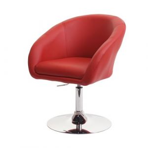 Chaise de salle à manger HWC F19, chaise de salon pivotante, réglable en hauteur en similicuir ~ rouge