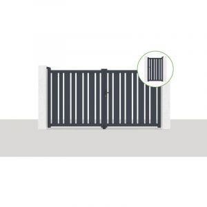 Casanoov - Pack portail battant 300x160cm veymont + Portillon 1m veymont H.160cm Gris