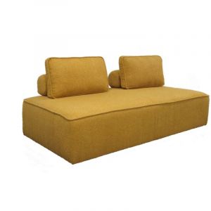 Chauffeuse pour canapé modulable tissu bouclette moutarde 2 places Bao, L 180 x P 90 x H 74cm