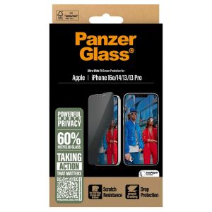 PanzerGlass Protection d'&eacute;cran en verre tremp&eacute; pour iPhone 13/13 Pro/14/16e