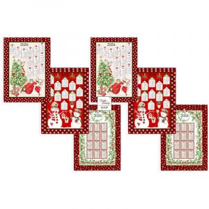 Torchons de cuisine de Noël en coton 2025 Maxi 50x70cm – Ensemble de 6 pièces, 3 impressions, idée cadeau, Made in Italy variant