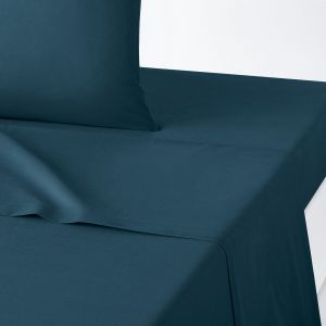 Drap plat uni en coton biologique, Scenario Bleu Pétrole Taille 270X290 cm;180X290 cm;240X290 cm