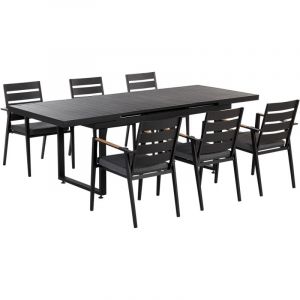 Beliani Set de salle &agrave; manger 6 personnes en aluminium noir