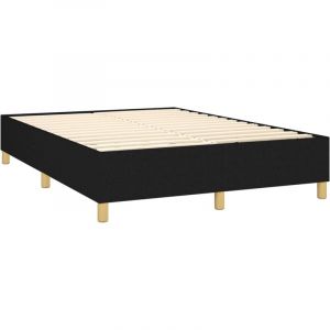D&eacute;coshop26 Sommier a lattes sur pieds cadre de lit 140x190 cm tissu noir TDL0207022