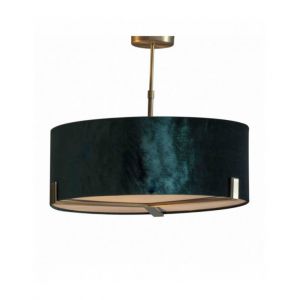 Endon Suspension Hayfield en Tissu, Plaque en laiton antique mat et velours vert