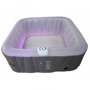Spa gonflable 4 personnes carré avec bandeau led Sun Spa Prêt en 5 minutes Couverture et filtre inclus Noir